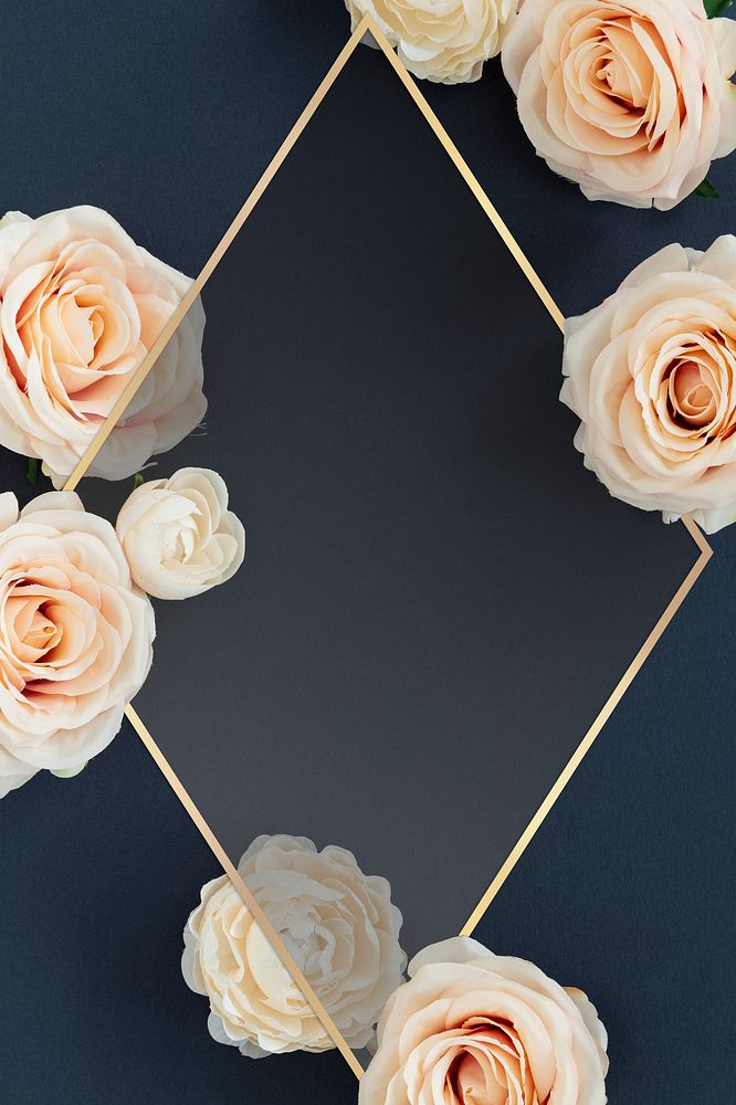Golden rhombus floral frame design