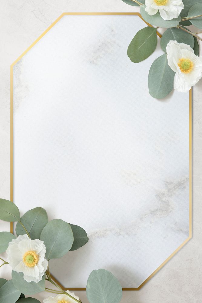 Golden marble octagon floral frame