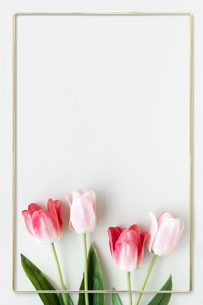 Golden blooming tulip frame design