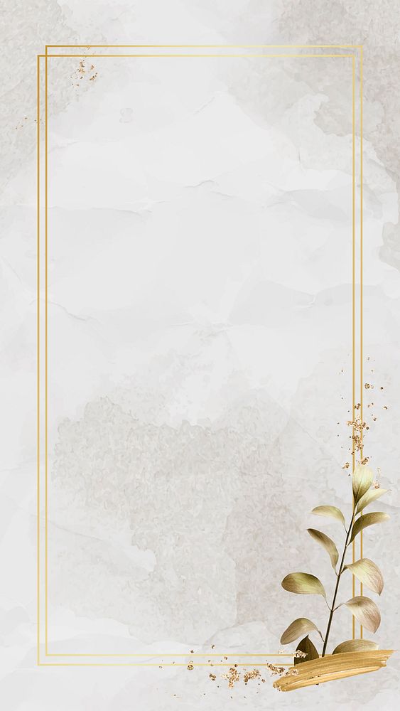 Gold frame with eucalyptus leaf pattern mobile phone wallpaper vector