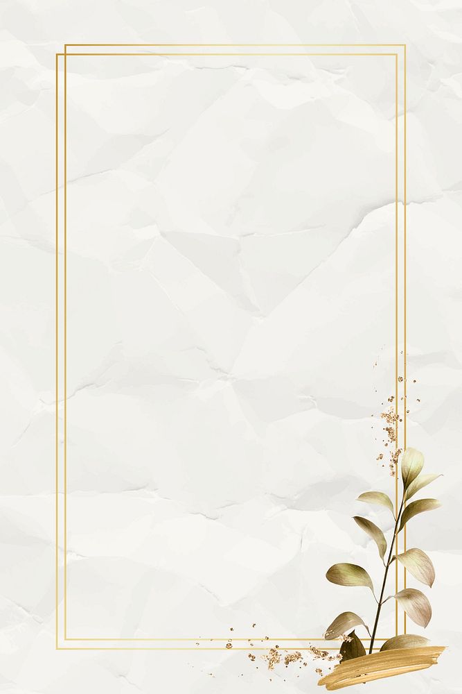 Rectangle gold frame with metallic eucalyptus leaf background vector