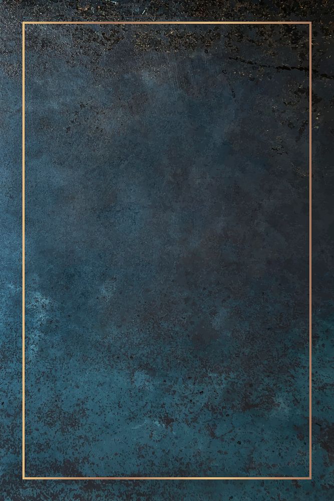 Rectangle gold frame on a grunge blue background vector