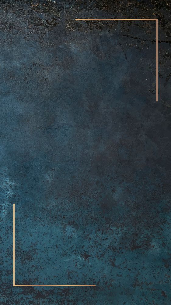 Gold frame on grunge blue mobile phone wallpaper vector