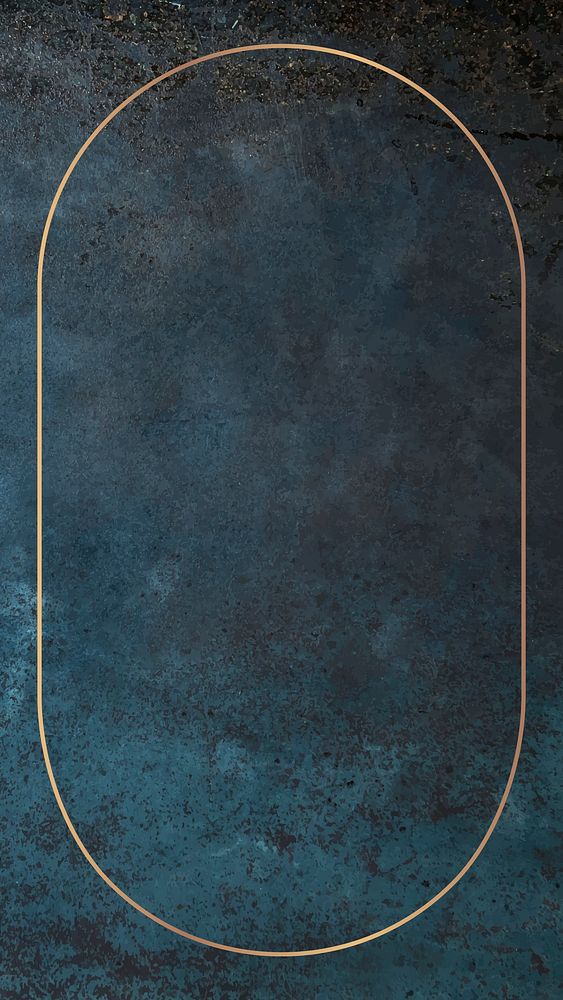 Oval gold frame on grunge mobile phone wallpaper vector