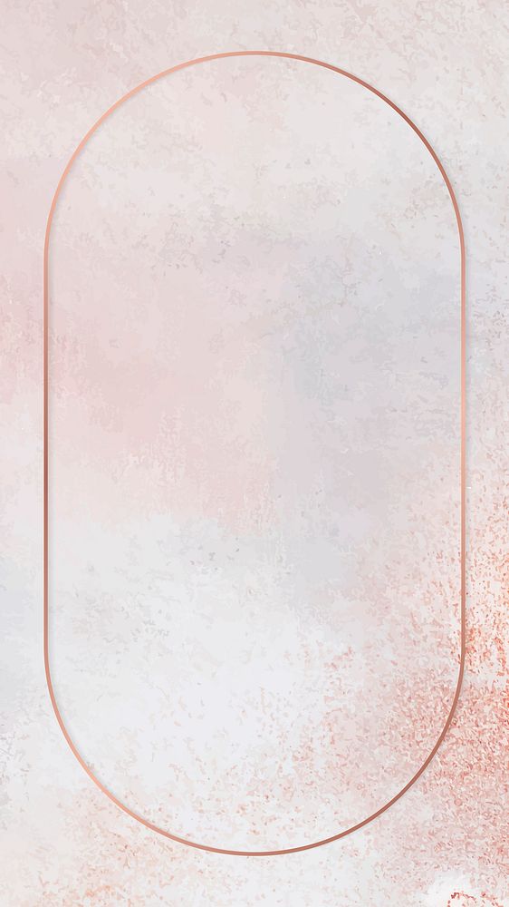 Oval copper frame on pastel mobile phone wallpaper vector