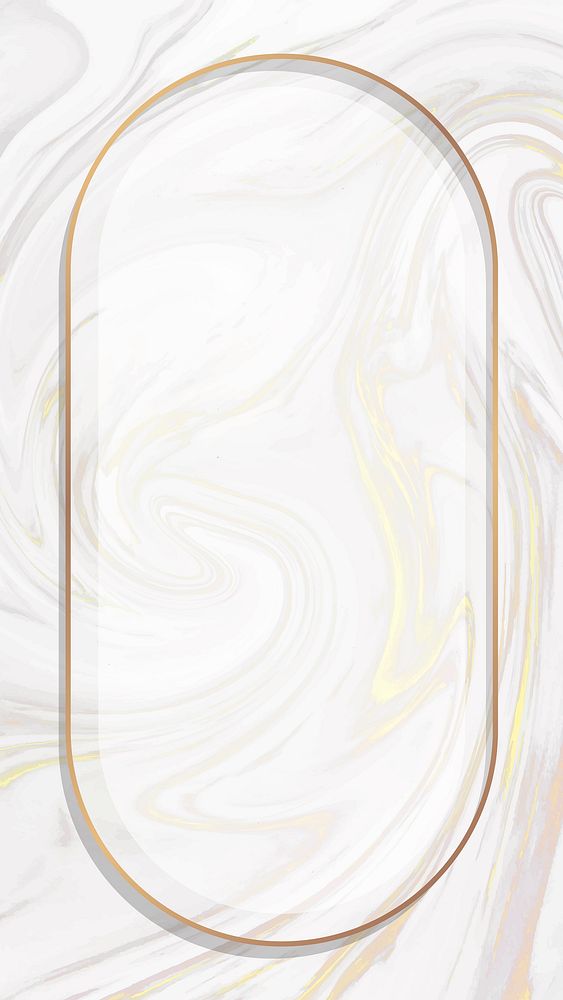 Oval gold frame on swirl pattern mobile phone wallpaper vector