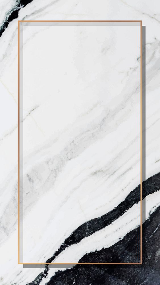 Rectangle gold frame on gray marble  mobile phone wallpaper vector