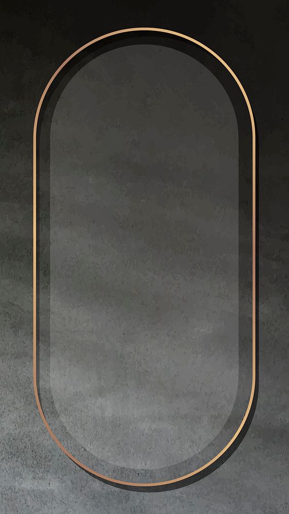 Oval gold frame mobile phone wallpaper vector
