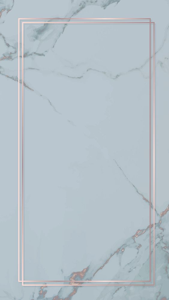 Rectangle rose gold frame on blue marble  background vector