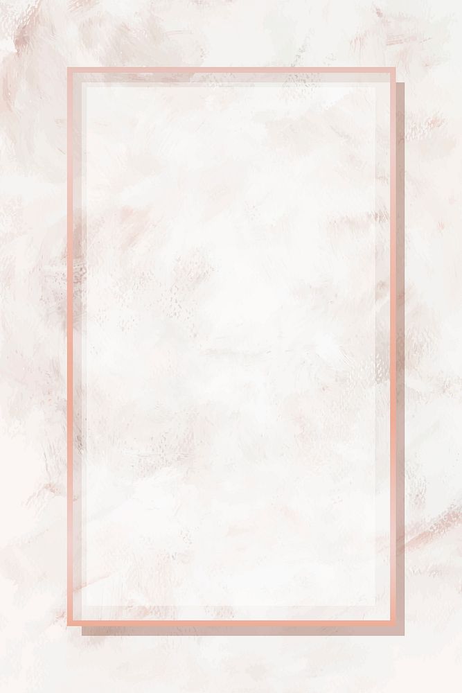 Rectangle rose gold frame on beige marble background vector