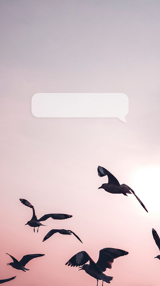 Blank bubble speech with seagulls mobile wallpaper