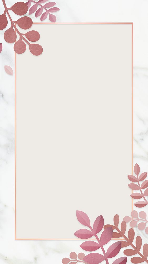 Leafy rectangle frame design mobile phone wallpaper