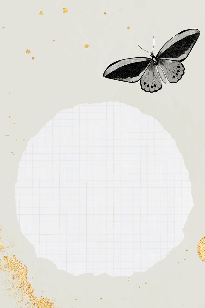 Butterfly with grid round frame vector