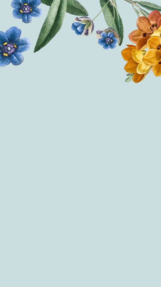 Blue floral frame mobile phone background vector