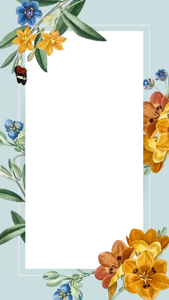 Floral rectangle frame mobile phone background vector
