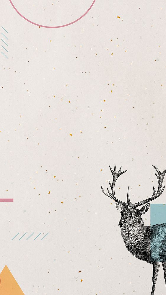 Blank geometric deer frame design mobile phone wallpaper