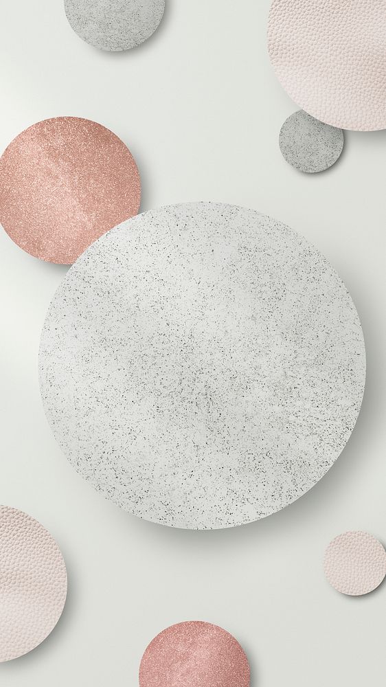 Shimmery silver and pink round pattern mobile phone wallpaper illustration
