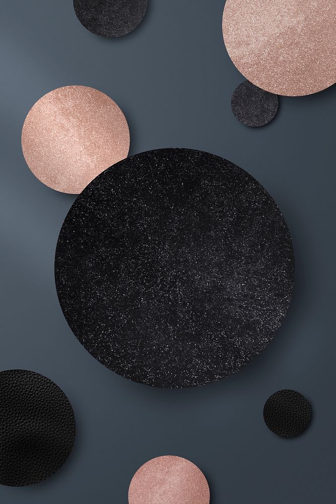Shimmery pink gold and black round pattern background vector