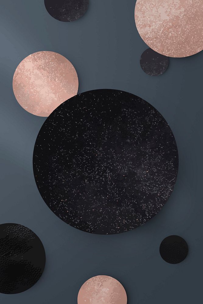 Shimmery pink gold and black round pattern background vector