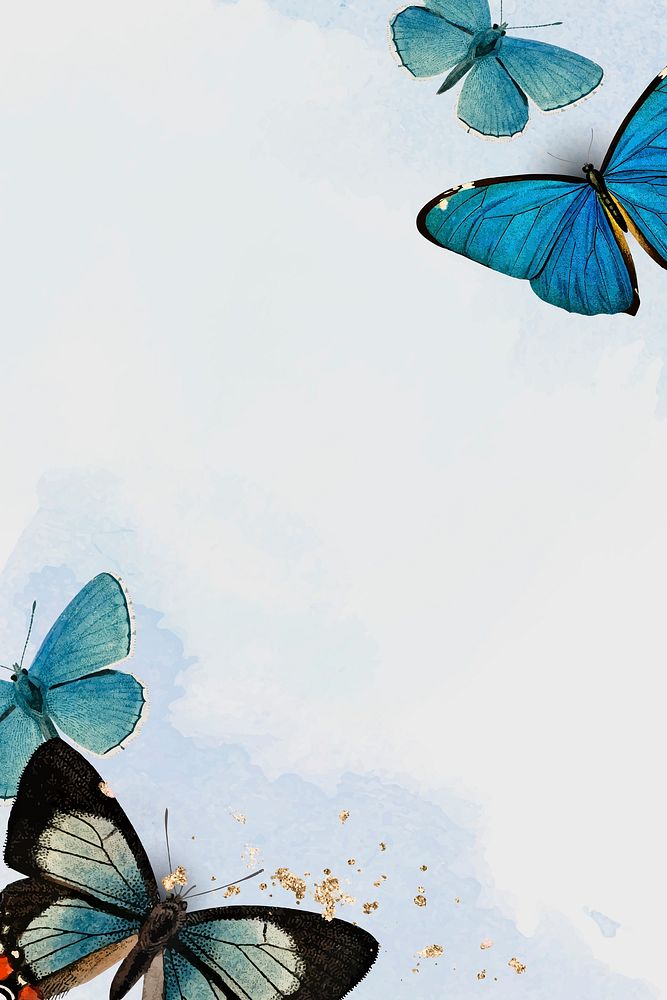Blue butterflies patterned background vector