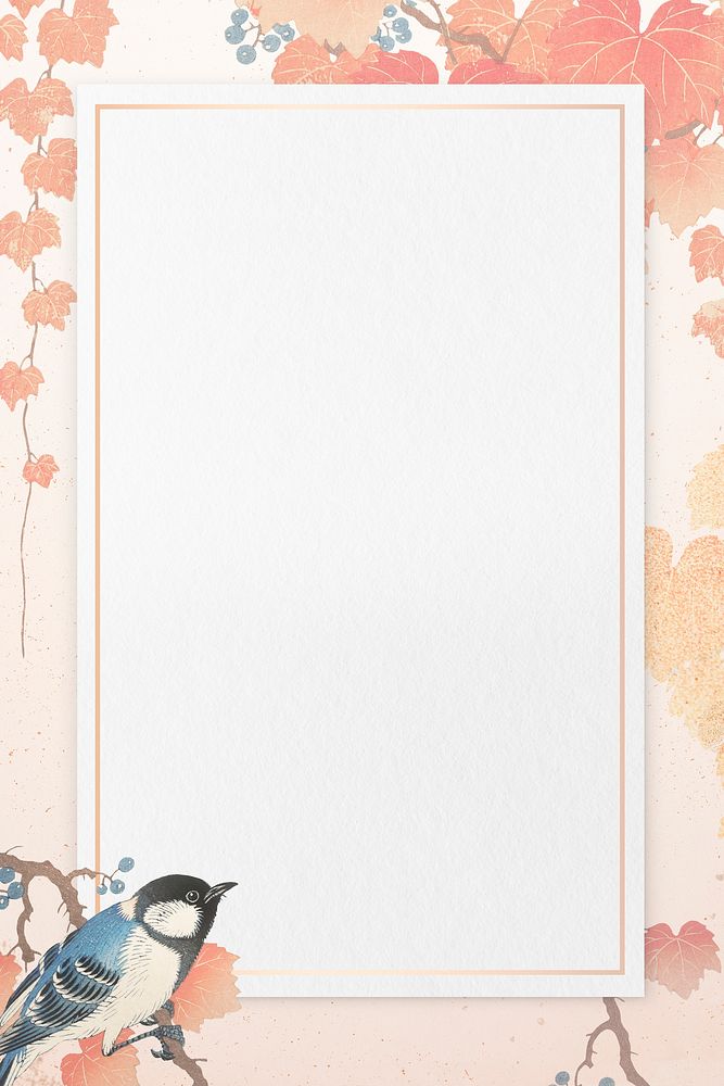 Great tit pattern with pink frame illustration