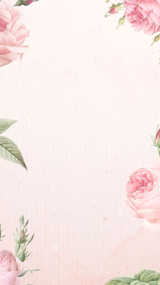 Pink rose pattern mobile phone wallpaper vector