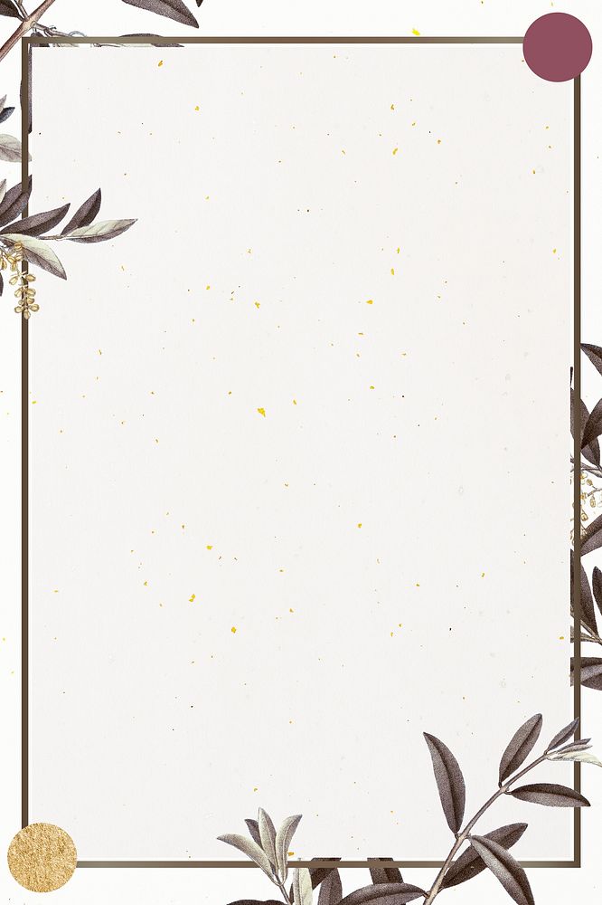 Frame with green olive branch pattern on beige background illustration