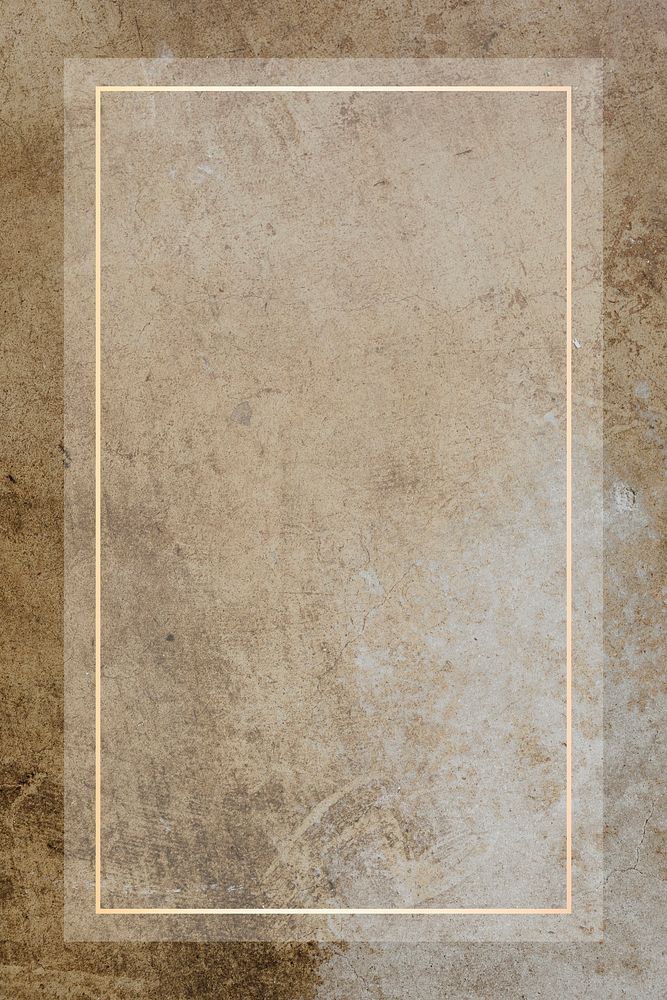 Gold frame on an aged brown concrete wall mockup design