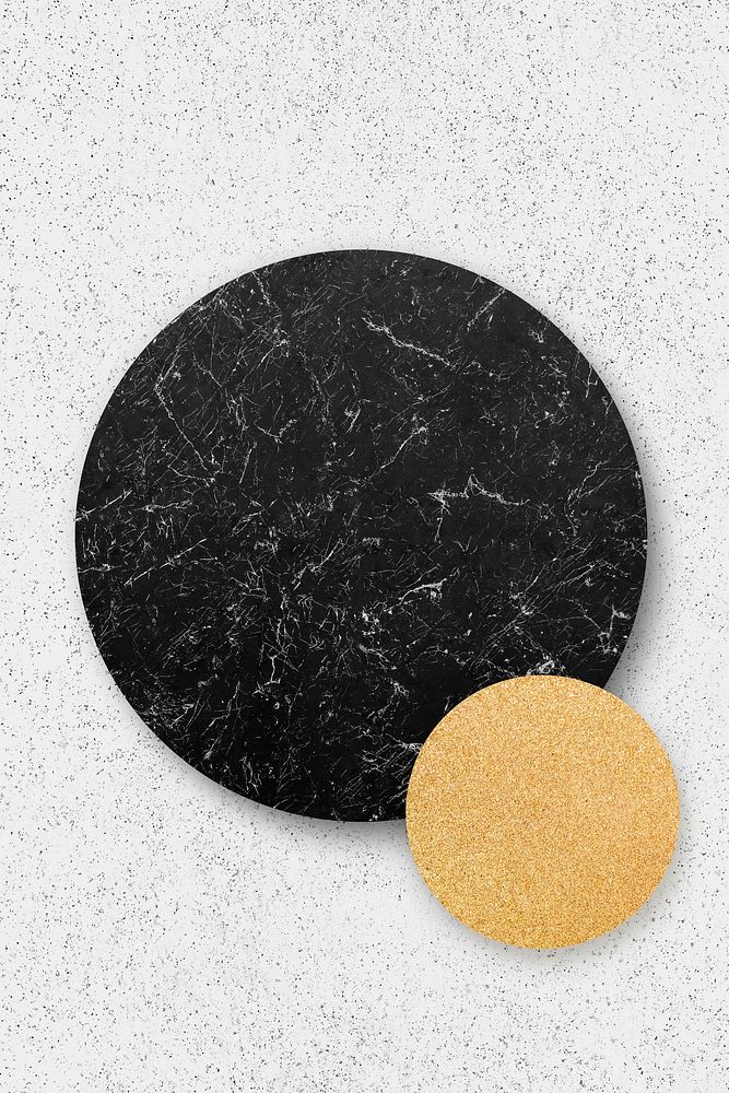 Black marble circle on white background illustration