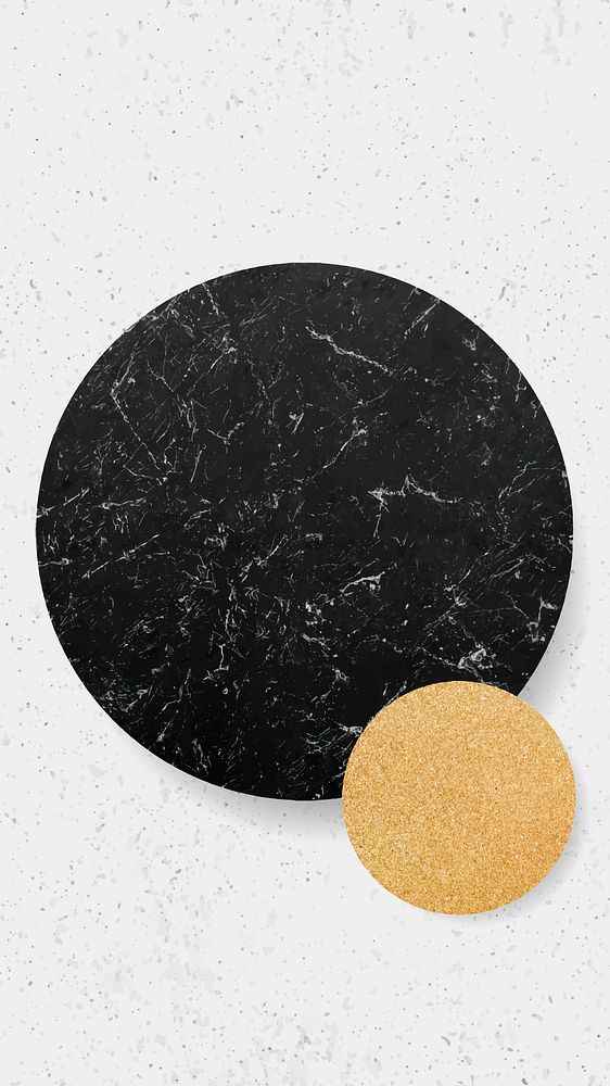 Black marble circle on white mobile phone wallpaper vector