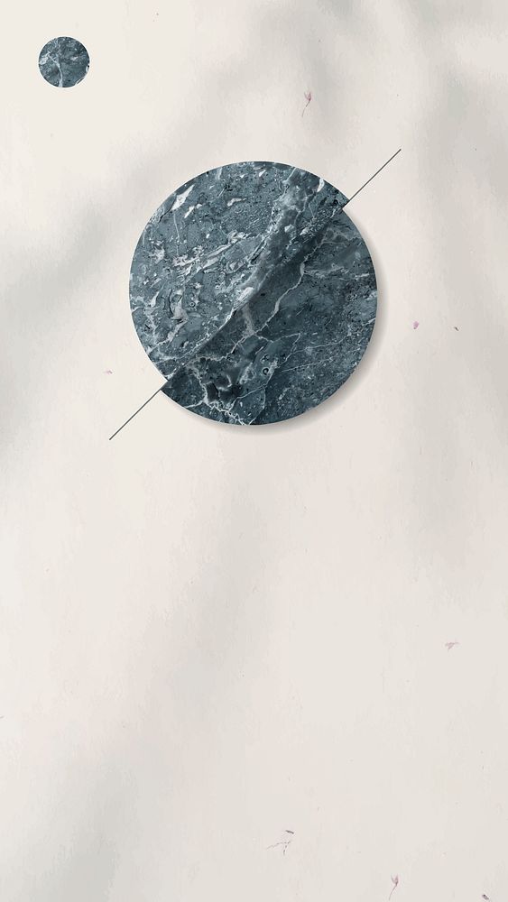 Bluish gray marble circle on beige mobile phone wallpaper vector
