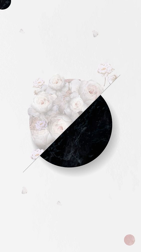 White flower bouquet on white mobile phone wallpaper vector