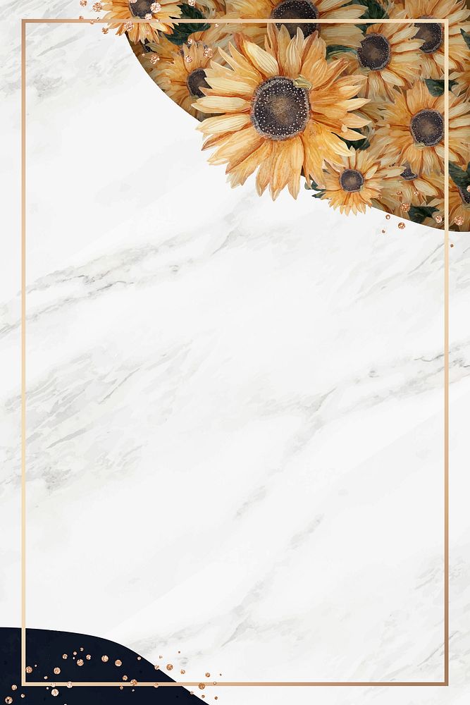 Gold frame on white marble background vector