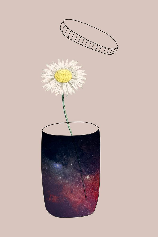 Daisy flower growing in a galaxy vector