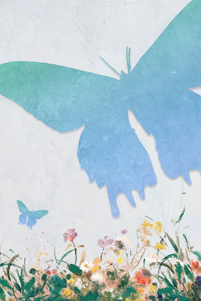 Blue butterfly silhouette painting background vector