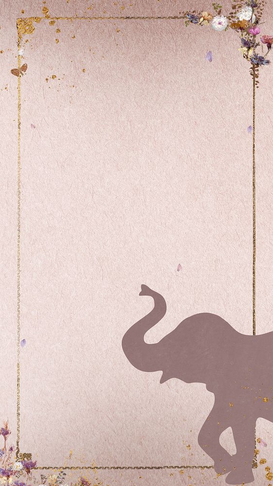 Elephant head  silhouette painting mobile phone wallpaper illustration