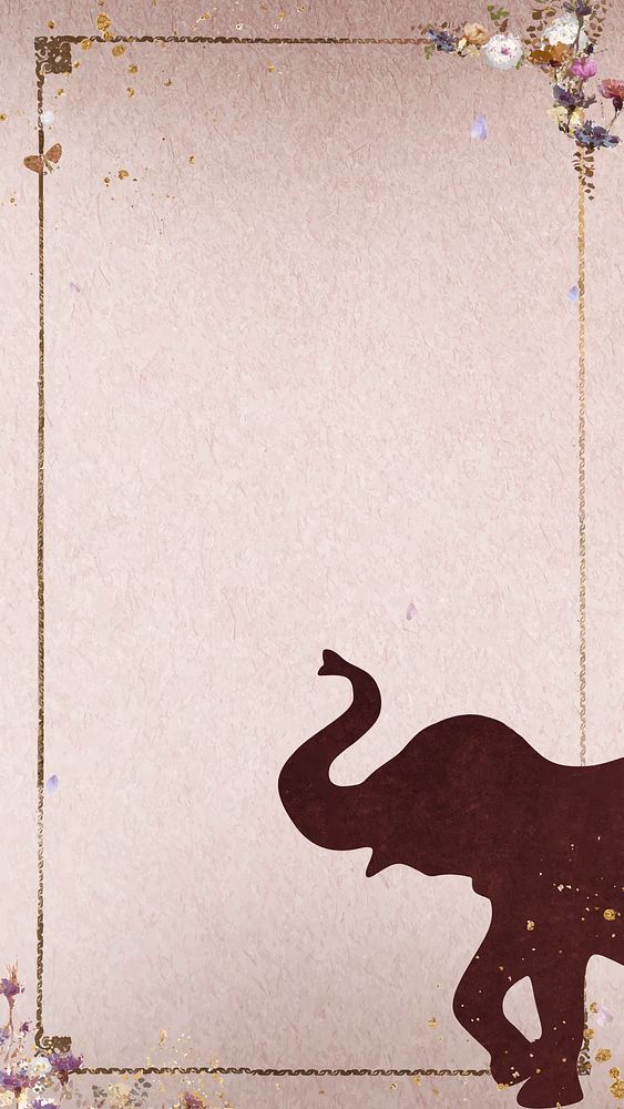 Elephant head silhouette painting mobile phone wallpaper vector