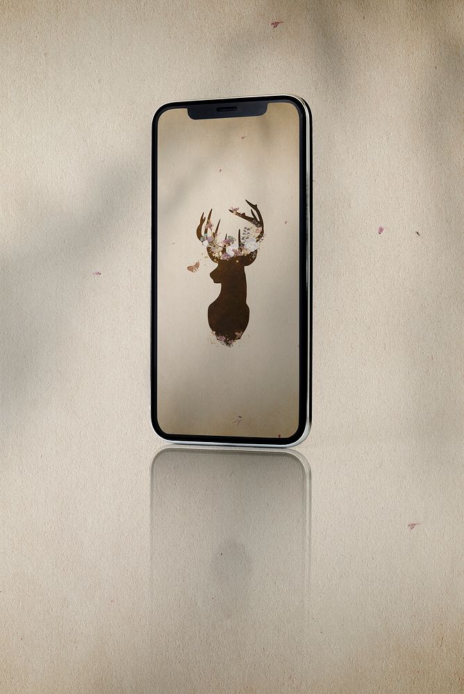 Deer head silhouette painting mobile phone wallpaper illustration