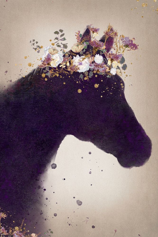 Horse head silhouette painting background illustration