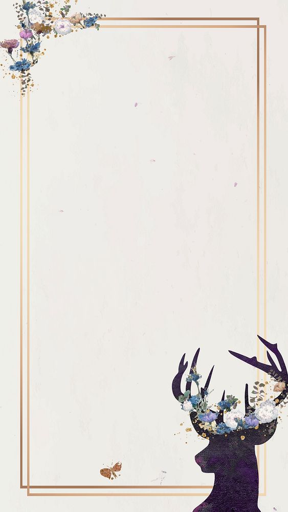 Deer head silhouette painting mobile phone wallpaper vector