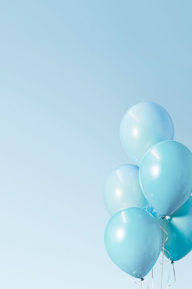 Pastel blue balloons banner mockup