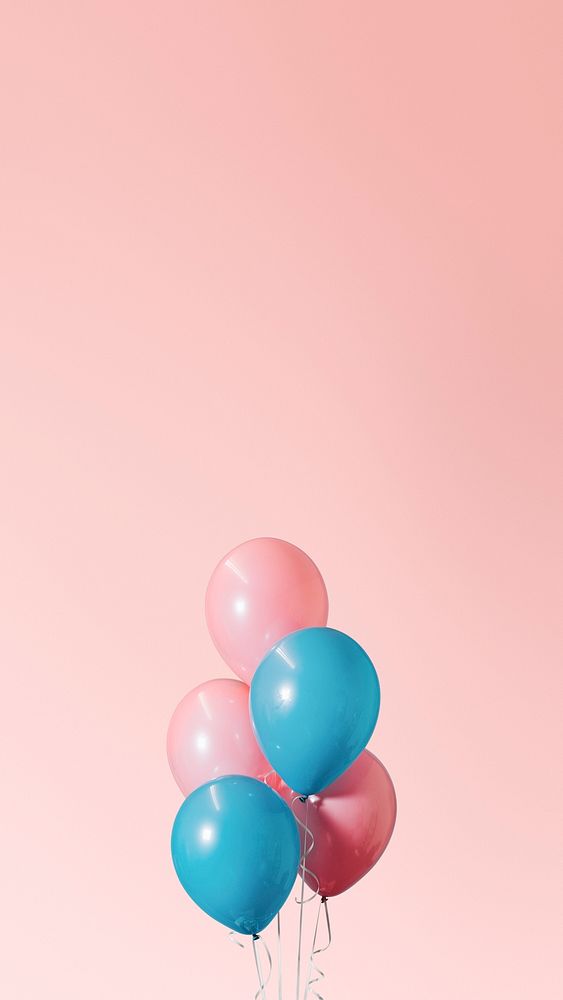 Pink and blue balloons mobile phone wallpaper