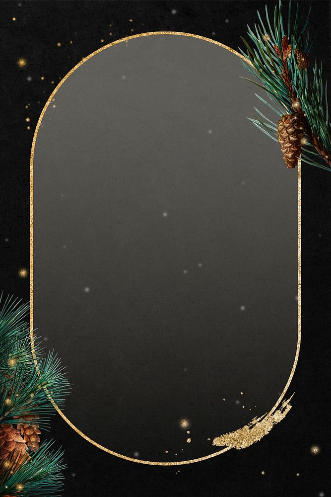 Blank round golden Christmas frame