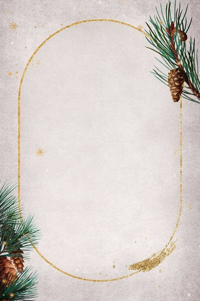 Blank golden Christmas oval frame
