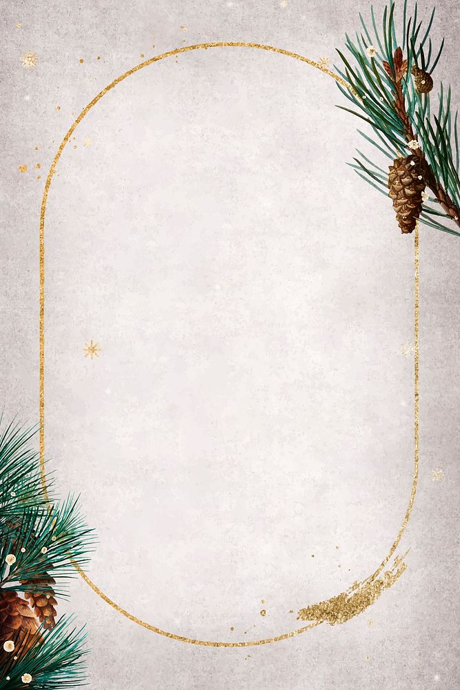 Blank golden Christmas oval frame vector