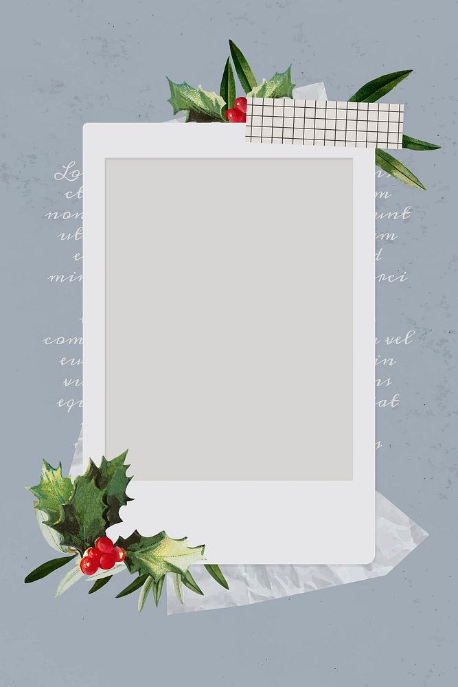 Christmas decorated blank instant photo frame vector