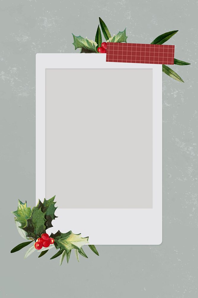 Christmas decorated blank instant photo frame vector