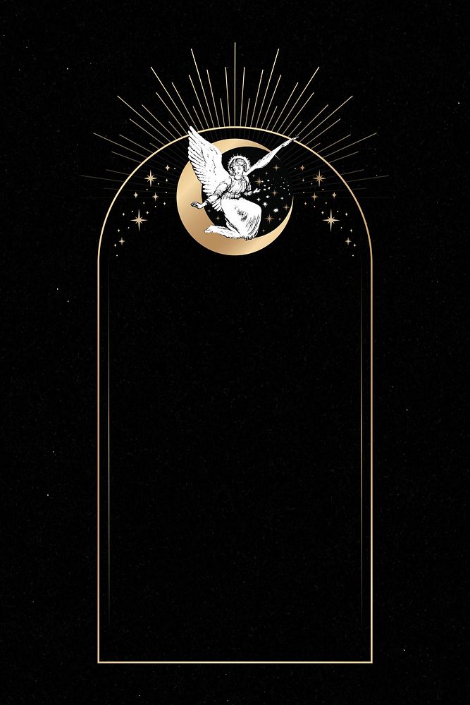 Vintage Christmas angel on a crescent moon from the public domain frame design mobile phone wallpaper vector
