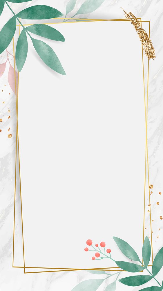 Watercolor leafy frame mobile phone wallpaper vector