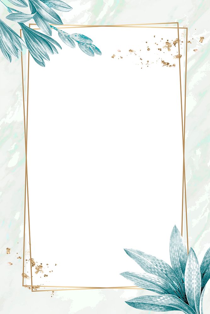 Golden rectangle with floral frame vector